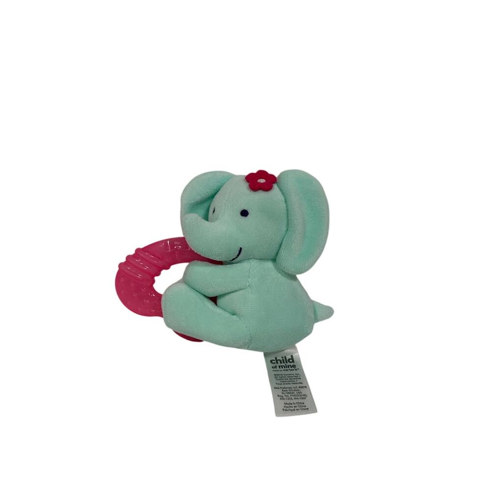 Child of Mine Carters Green Elephant Flower Bow Ring Teether Baby Soother Toy